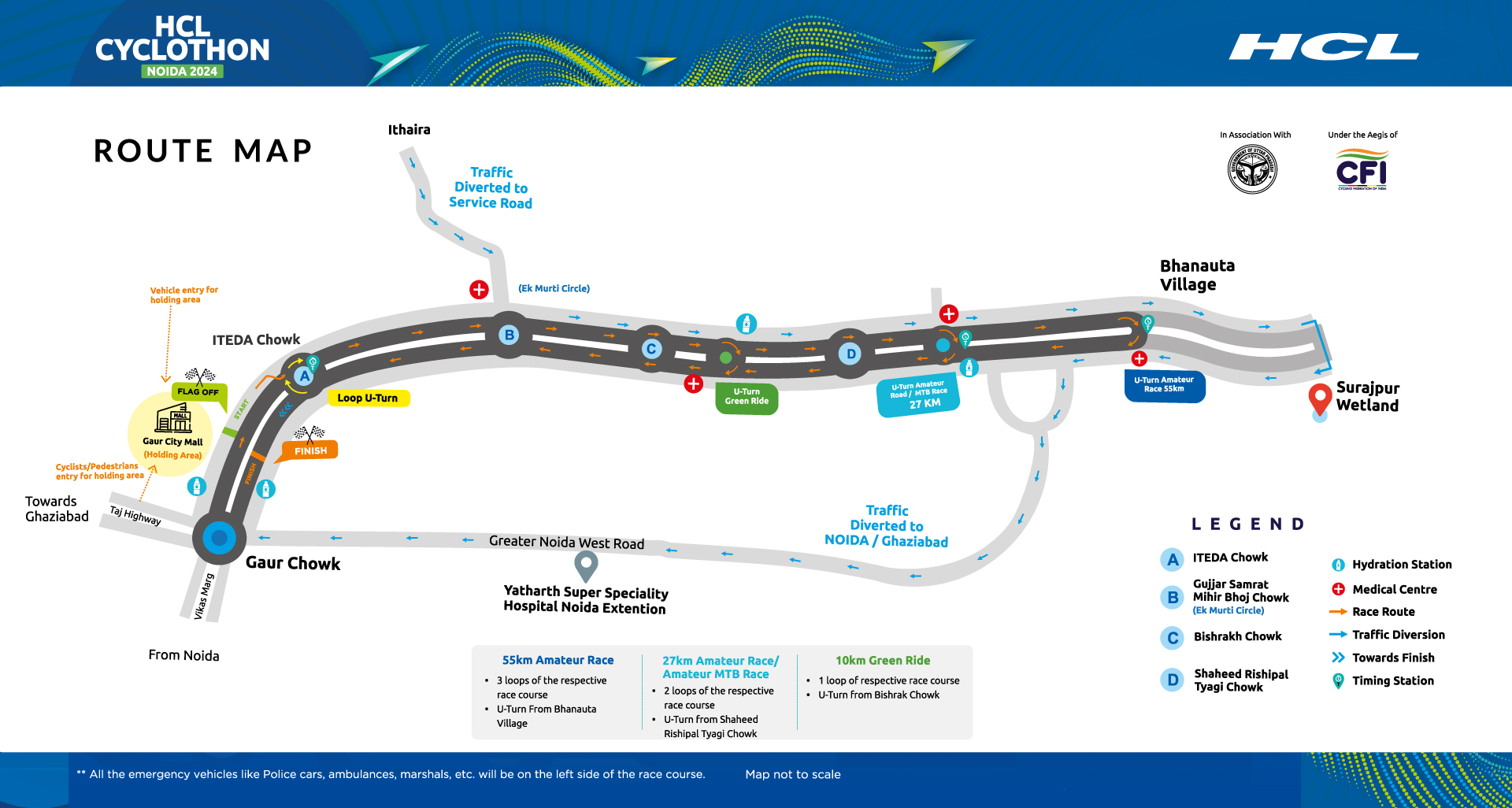 Route Map HCL Cyclothon Noida 2024